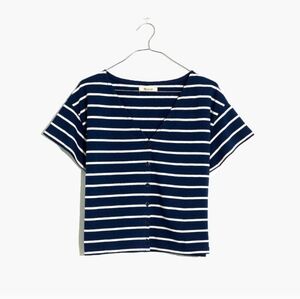 Madewell Striped Boxy Crop Button Up